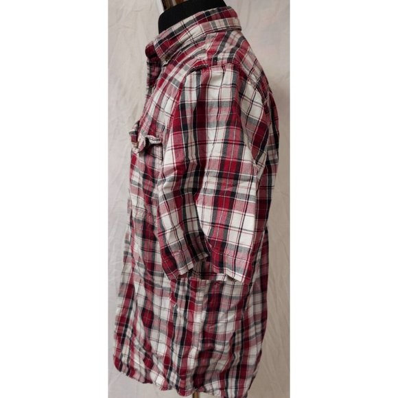 Carhartt Relaxed Fit Mens Medium Reg Red Plaid Short Sleeve Button Work Shirt - Picture 6 of 12